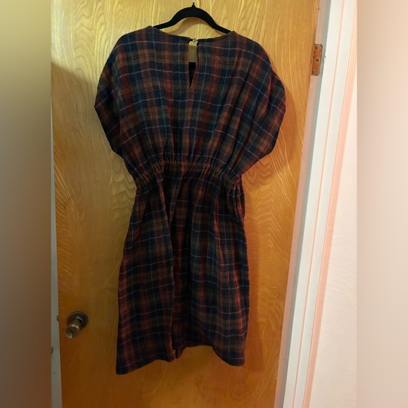 Anthropologie x Christine Alcalay Plaid Short Sleeve midi Dress L - Picture 8 of 10